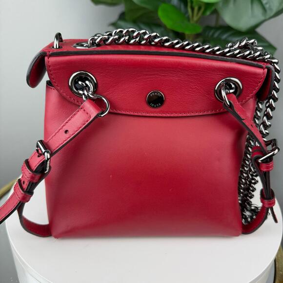 A2💎✨Authentic Fendi Vitello Century Mini Backpack Red - Picture 3 of 6